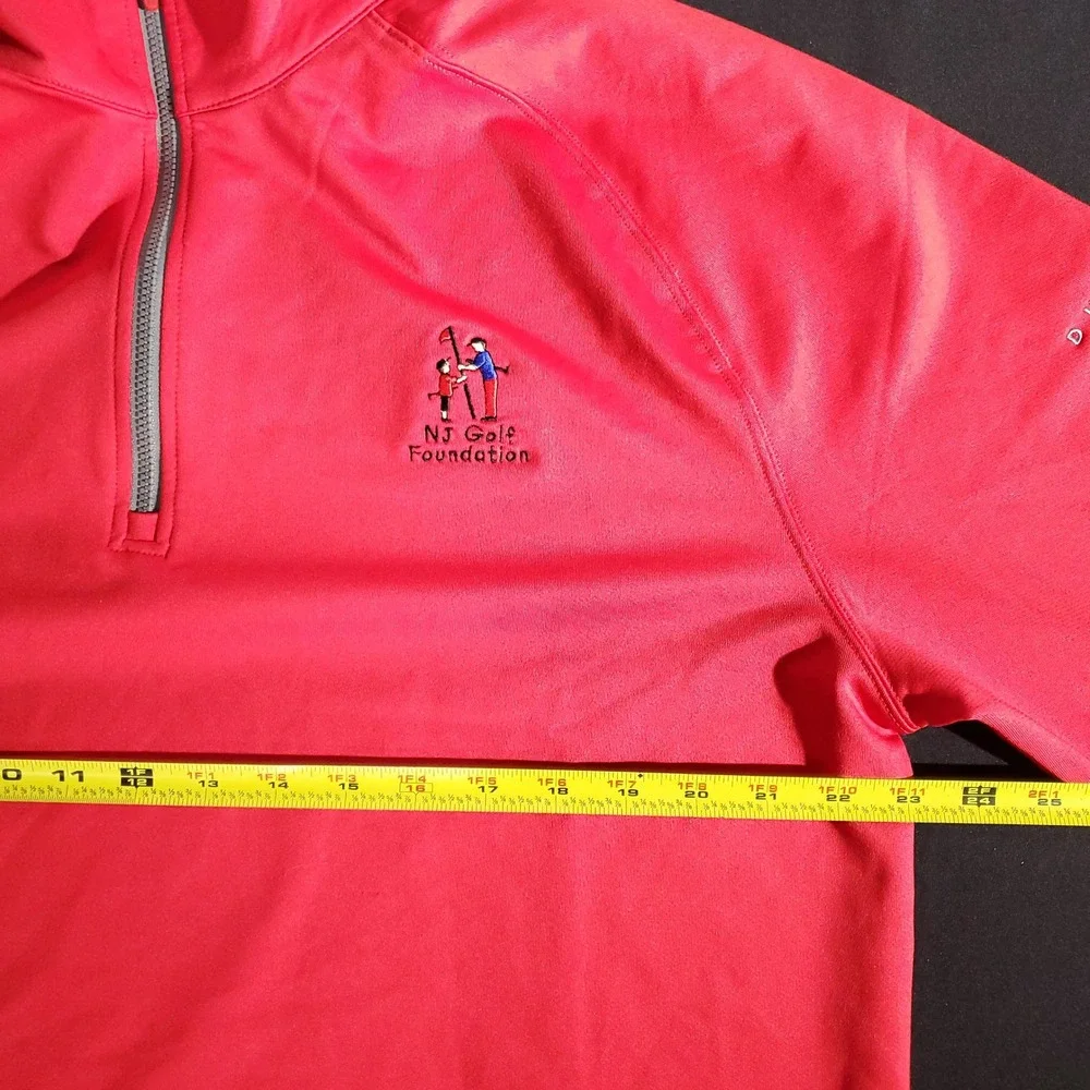 Dunning Golf Pullover Men L Red 1/4 Zip Long Sleeve NJ Foundation Athletic Solid